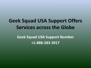 Geek Squad USA Support Offers Services across the Globe- Free PDF