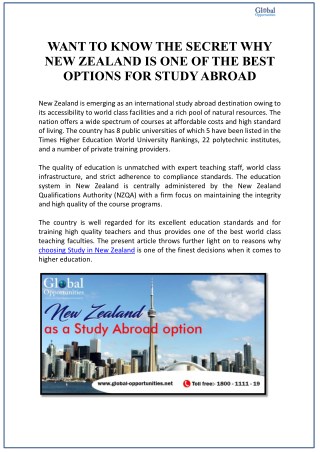 NEW ZEALAND AS A STUDY ABROAD OPTION