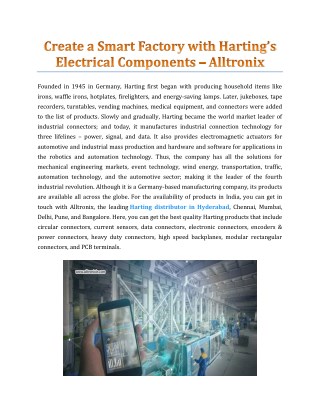 Create A Smart Factory With Hartingâ€™s Electrical Components - Alltronix India