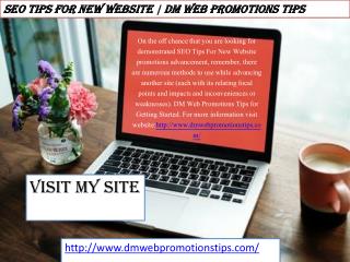 SEO Tips For New Website | DM Web Promotions Tips