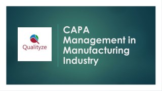 CAPA Management in Manufacturing Industry