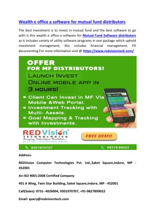 Wealth e office a software for mutual fund distributors