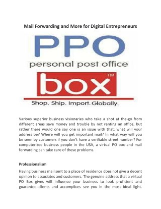 Mail Forwarding and More for Digital Entrepreneurs