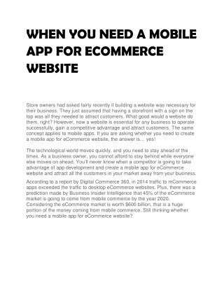 When You Need A Mobile App For eCommerce Website