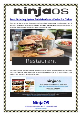 Food Ordering System To Make Orders Easier For Dishes