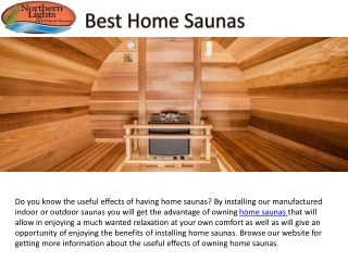 Install Best Home Saunas