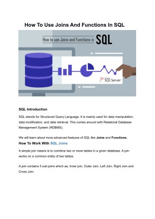 How To Use Joins And Functions In SQL