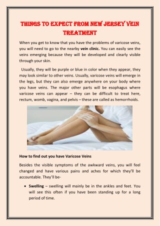 Things to expect from New Jersey Vein Treatment