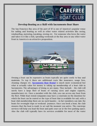 Develop Boating as a Skill with Sacramento Boat Share