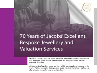 70 Years of Jacobsâ€™ Excellent Bespoke Jewellery and Valuation Services