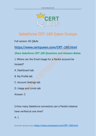Latest Salesforce CRT-160 Exam Questions