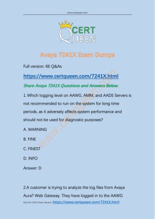 Real Avaya ACSS 7241X Exam Dumps