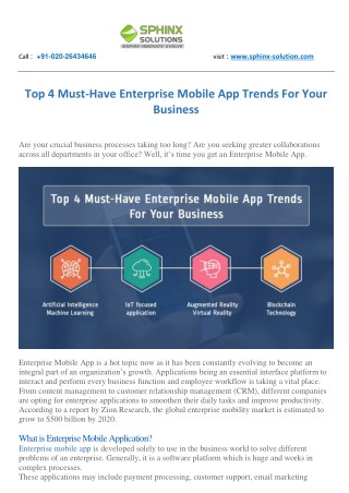 Top 4 Must-Have Enterprise Mobile App Trends For Your Business
