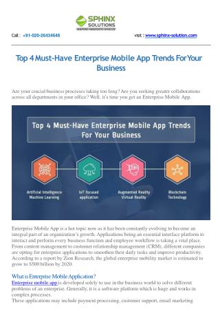 Top 4 Must-Have Enterprise Mobile App Trends For Your Business