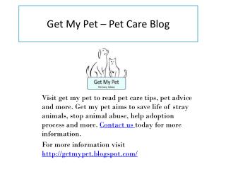 Pet care, Pet advice, Share pet stories online