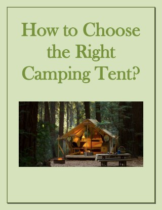How to Choose the Right Camping Tent?