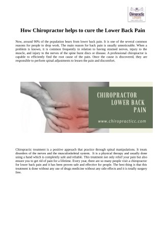 How Chiropractor helps to cure the Lower Back Pain