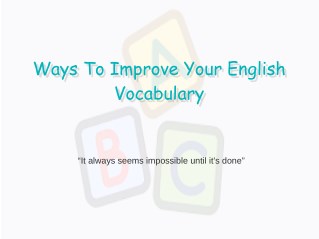 Ways To Improve Your English Vocabulary