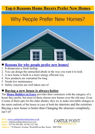 Top 6 reasons home buyers prefer new homes