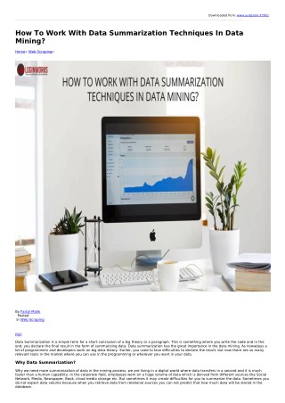 How To Work With Data Summarization Techniques In Data Mining?