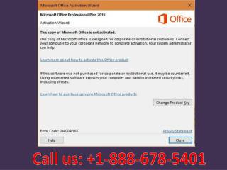 Contact 1-888-678-5401 Steps to fix microsoft office error code 0x4004f00c