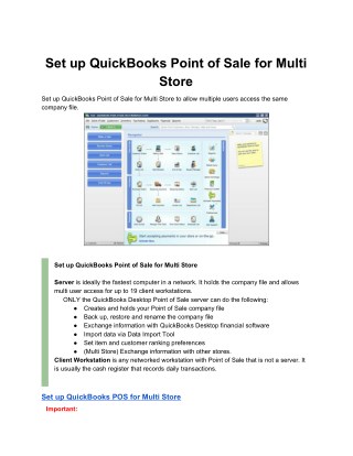 Set up QuickBooks Point of Sale for Multi Store by PosTechie