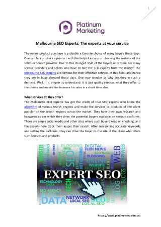 Melbourne SEO Experts: The Experts At Your Service