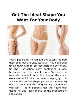 Get The Ideal Shape You Want For Your Body