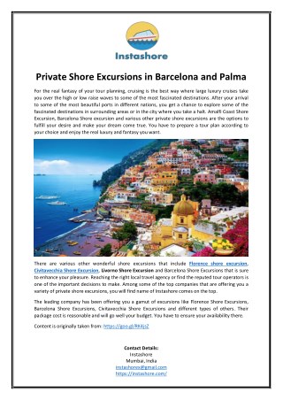 Private Shore Excursions in Barcelona and Palma
