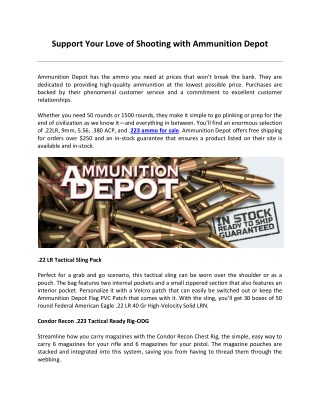 Support Your Love of Shooting with Ammunition Depot