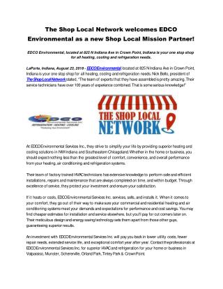 The Shop Local Network welcomes EDCO Environmental as a new Shop Local Mission Partner!