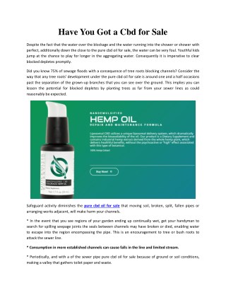 Have You Got a Cbd for Sale? | Liposomal CBD