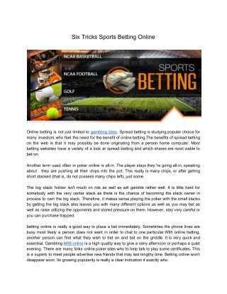 Six Tricks Sports Betting Online