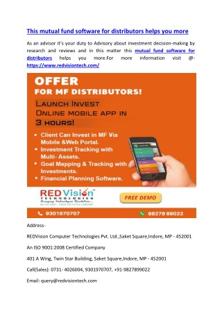 This mutual fund software for distributors helps you more