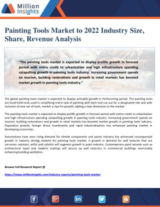 Painting Tools Market to 2022 Industry Size, Share, Revenue Analysis