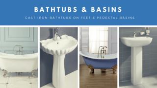 Cast Iron Bathtubs on feet and Pedestal Basins
