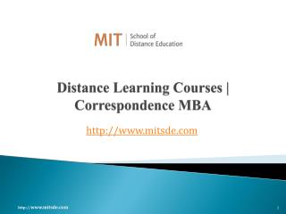 Distance Learning Courses | Correspondence MBA Courses | MITSDE