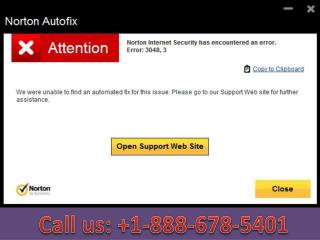 Dial 1-888-678-5401 Easy Steps to fix norton antivirus error 3048 3