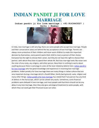 Indian pandit ji for love marriage | 91-9163443027 | Delhi | Mumbai