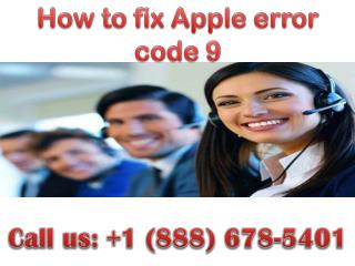 dial 888 678-5401 How to fix Apple error code 9