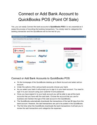Is i can Connect or Add Bank Account to QuickBooks POS? - PosTechie Learn & Support PDF