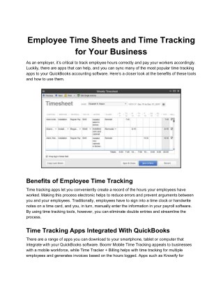 Employee Time Sheets and Time Tracking for Your Business - Setup & Turn on QuickBooks Time Tracking for Employees