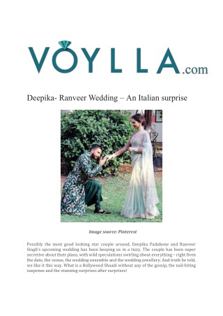 Deepika- Ranveer Wedding â€“ An Italian surprise