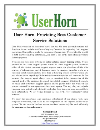 User Horn: Providing Best Customer Service Solutions