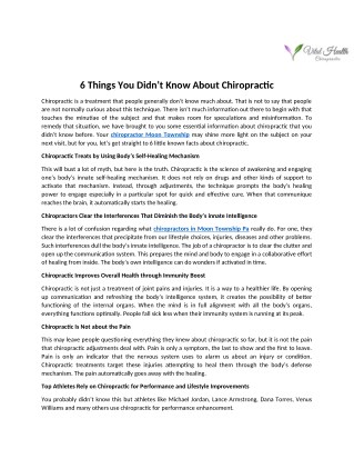 6 Things You Didnâ€™t Know about Chiropractic