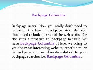 Backpage Columbia | Back page Columbia