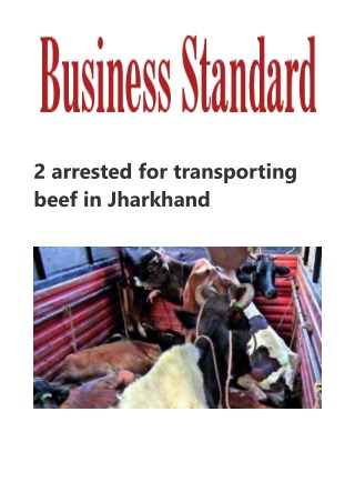 2 arrested for transporting beef in Jharkhand