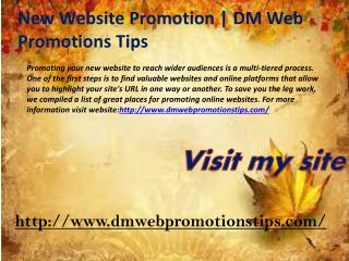 New Website Promotion | DM Web Promotions Tips
