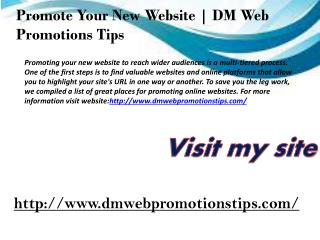 Promote Your New Website | DM Web Promotions Tips