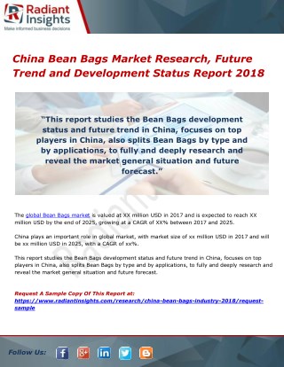 China Bean Bags Market Research, Future Trend and Development Status Report 2018